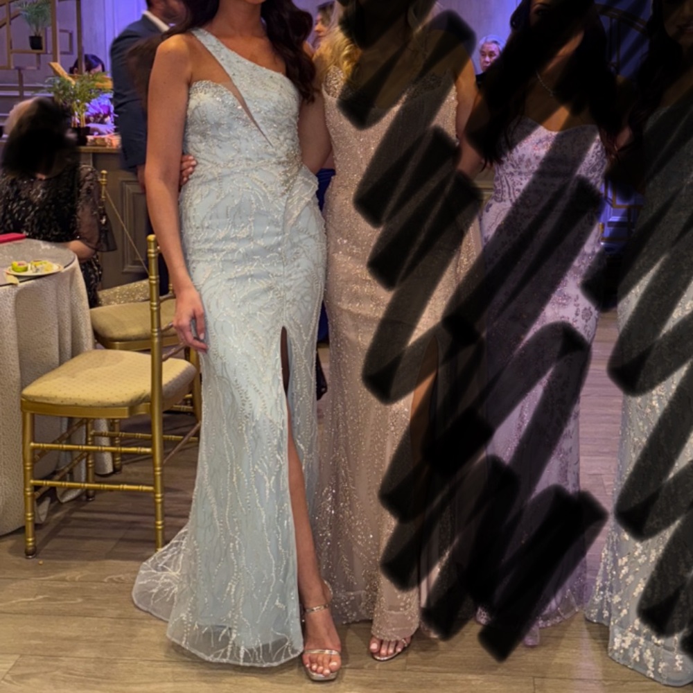 Couture Sequin Ice Blue Evening Gown